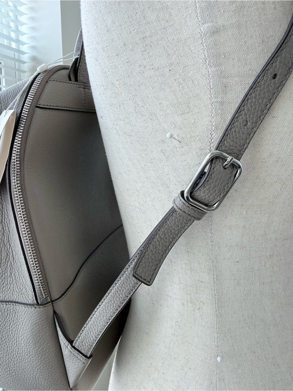 Tory Burch Slate Gray Pebbled Leather Backpack - Picture 9 of 10